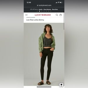 Lucky Jeans.  Lolita Skinny size 4/17. Black with dark blue stitching.